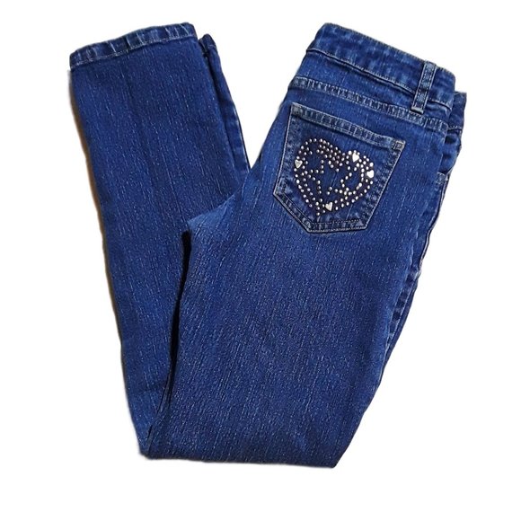 Eye Candy Heart Embellished Denim Jeans- Girls Sz 12 - Picture 2 of 6